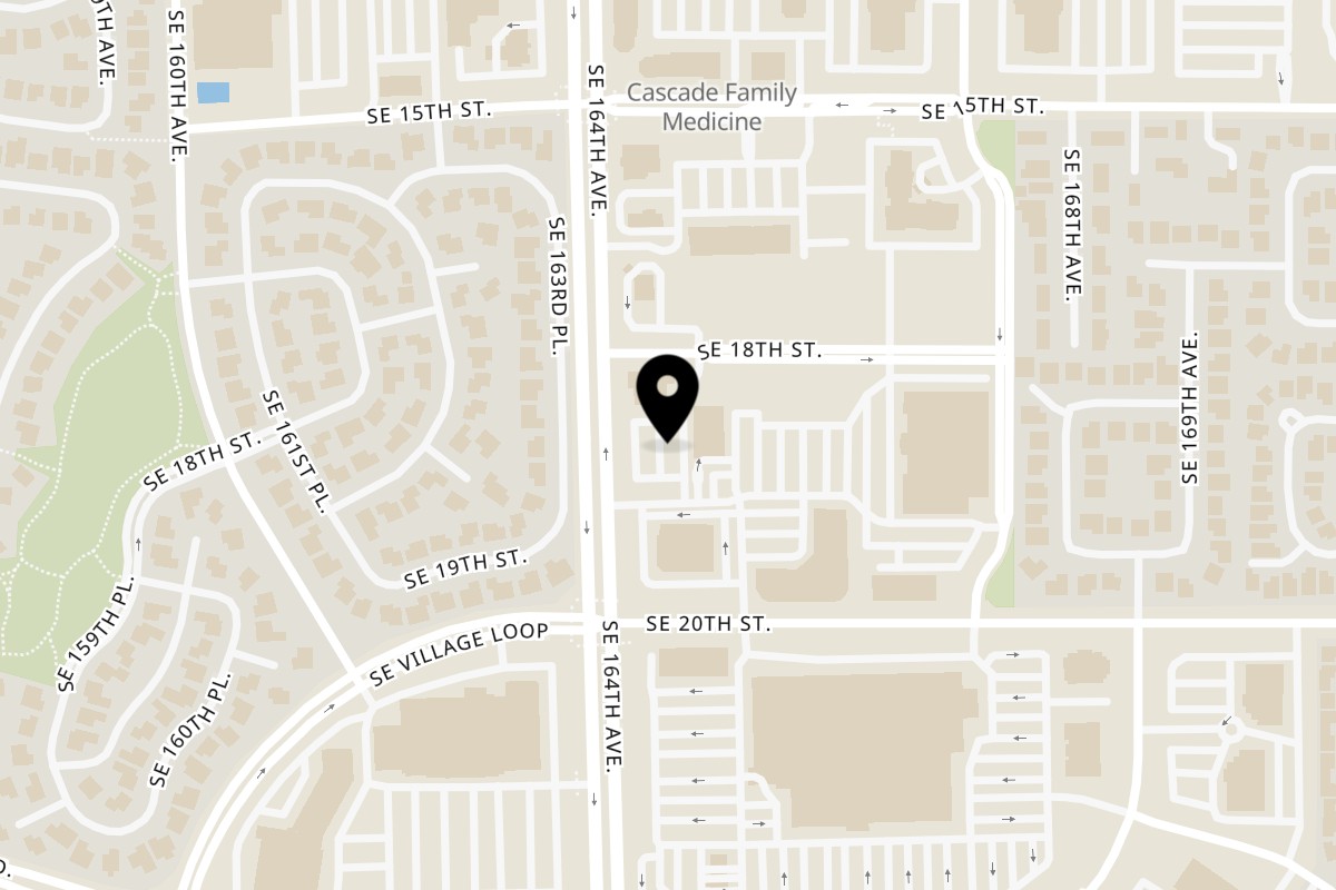 Map showing the location of Twin Sushi on 1817 SE 164th Ave in Vancouver